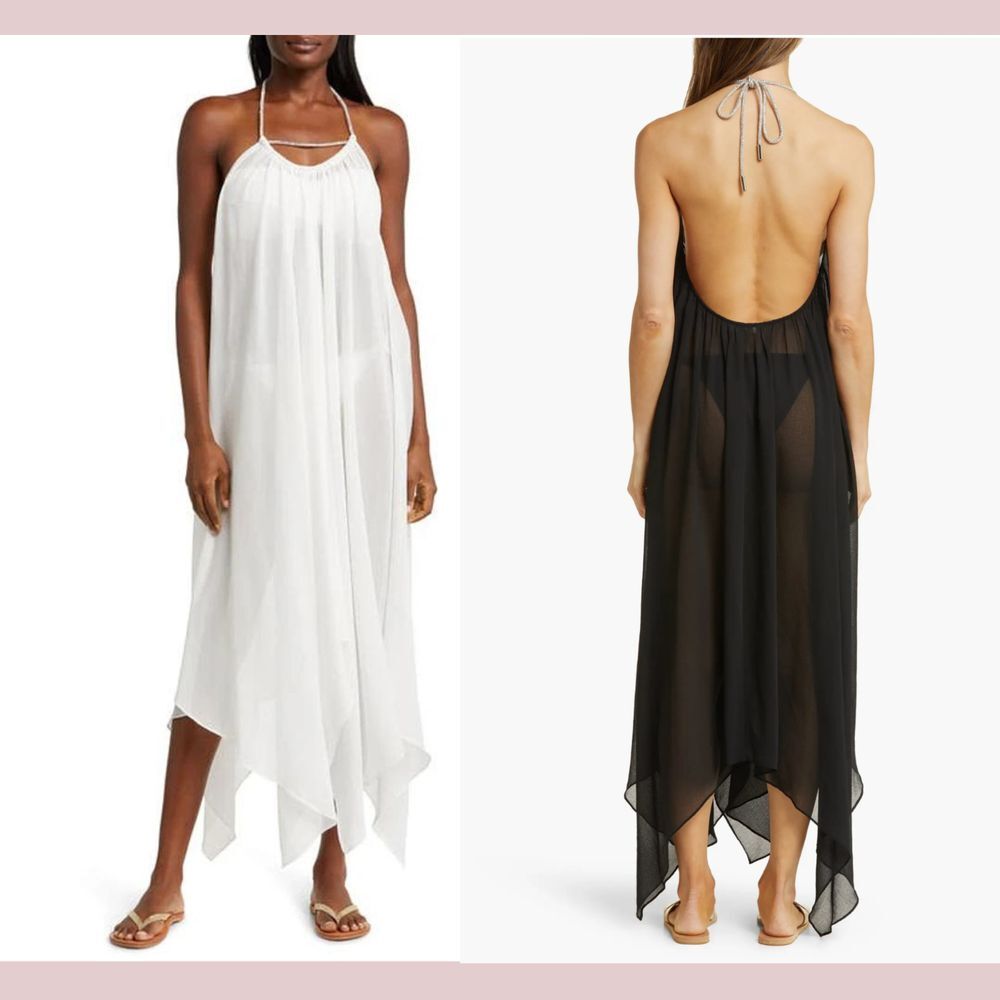 NWT $295 Ramy Brook [ Large ]‎ Joyce Halter Cover-Up Dress in White #T1929